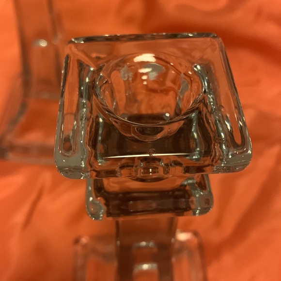 Pair Glass Candlestick Holders - Picture 8 of 9